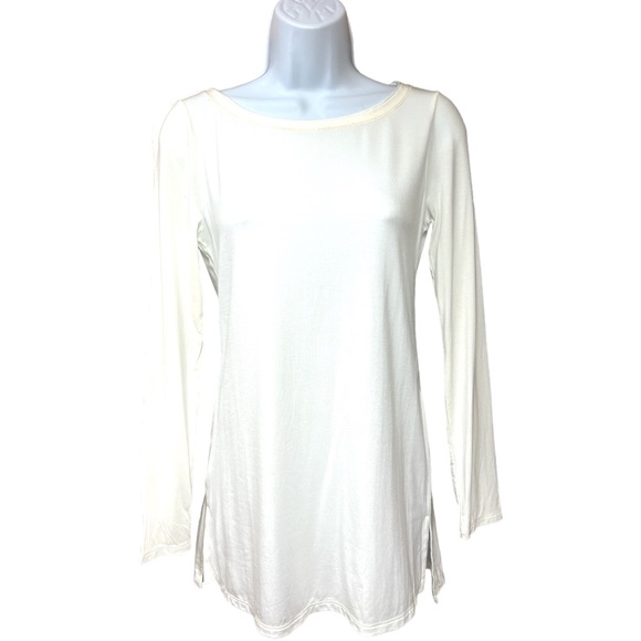 SzXXS White House Black Market Long Sleeve Boat Neck Tunic White NWT - Picture 2 of 5